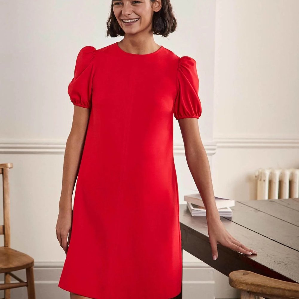 NWT Boden Seam Detail Ponte Shift Dress, Red, Sz 10